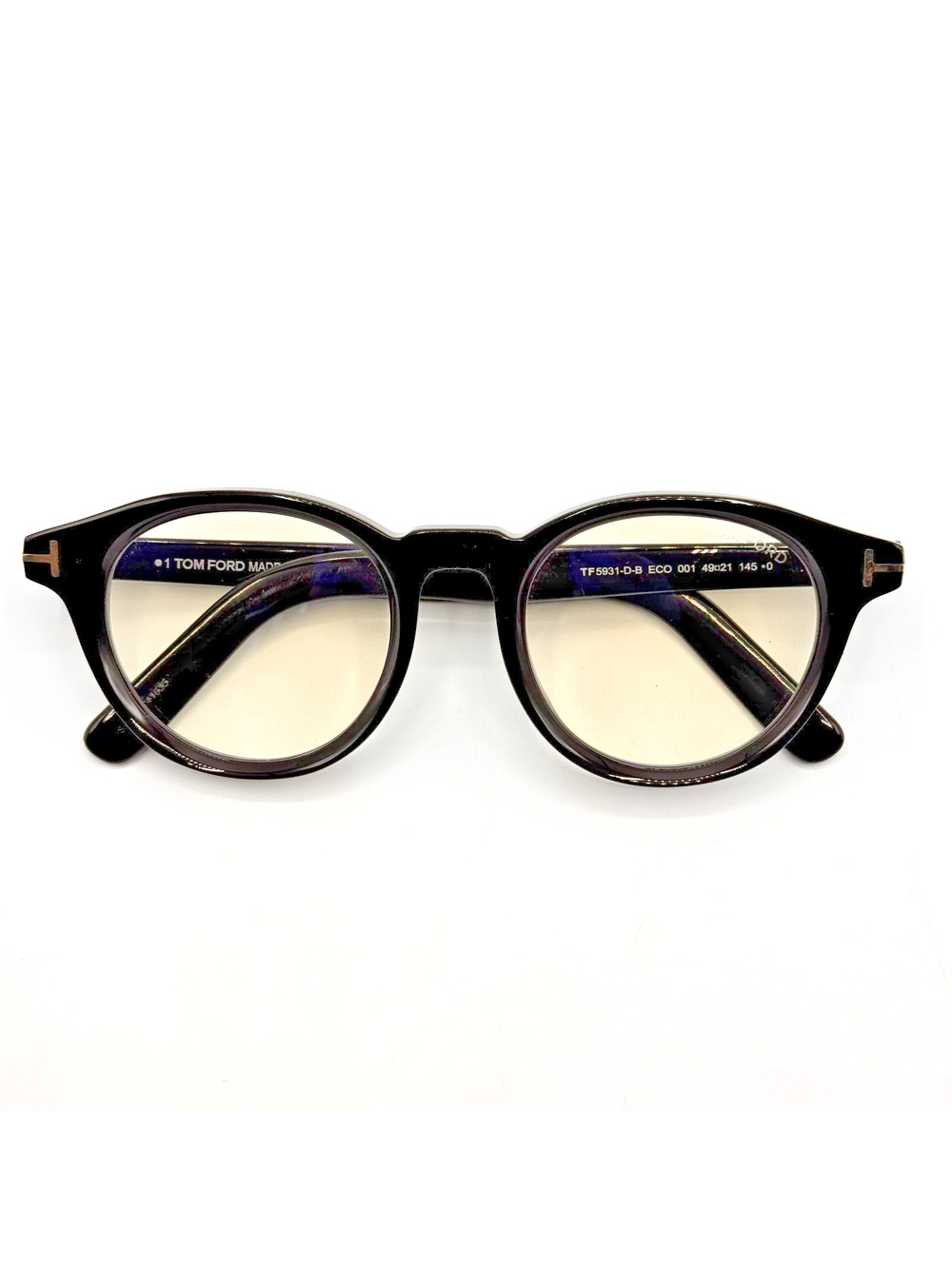 Tom Ford Eyeglasses Frame TF5931-D-B 001 Black Round Blue Light Block 49-21-145